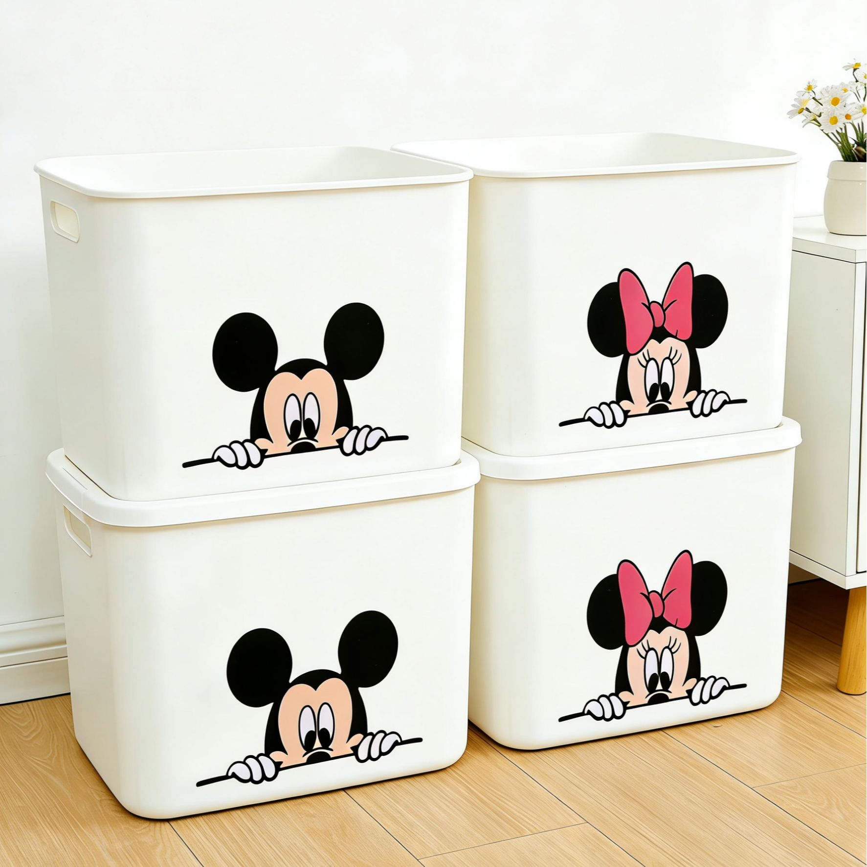 可爱手提收纳筐纯白简约大容量收纳盒杂物收纳箱玩具化妆品收纳