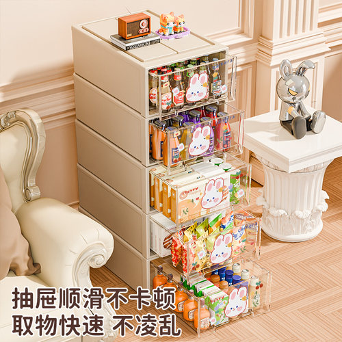 收纳柜抽屉式药箱杂物透明收纳储物柜家用衣服内衣零食整理收纳盒
