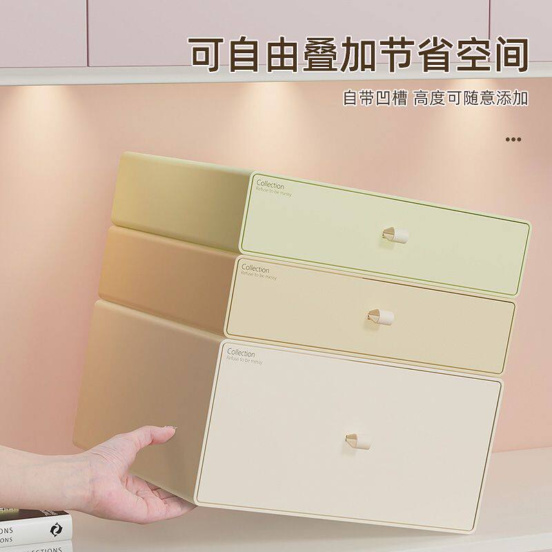 抽屉式桌面玄关收纳盒进门入户摆件收纳口罩客厅电视柜置物架盒子