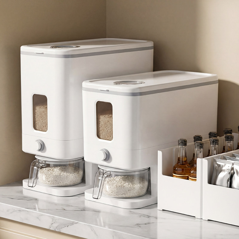 按压式米桶家用2026新款防虫防潮密封装米缸夹缝储粮桶食品级米箱