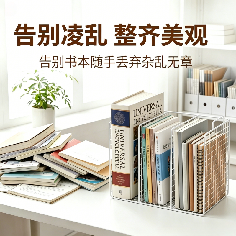 儿童书架桌面铁艺绘本架简易家用书立架多功能置物架书籍收纳神器图片