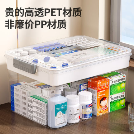 医药箱家庭装家用大号透明大容量多层药物药品收纳盒医疗急救药盒