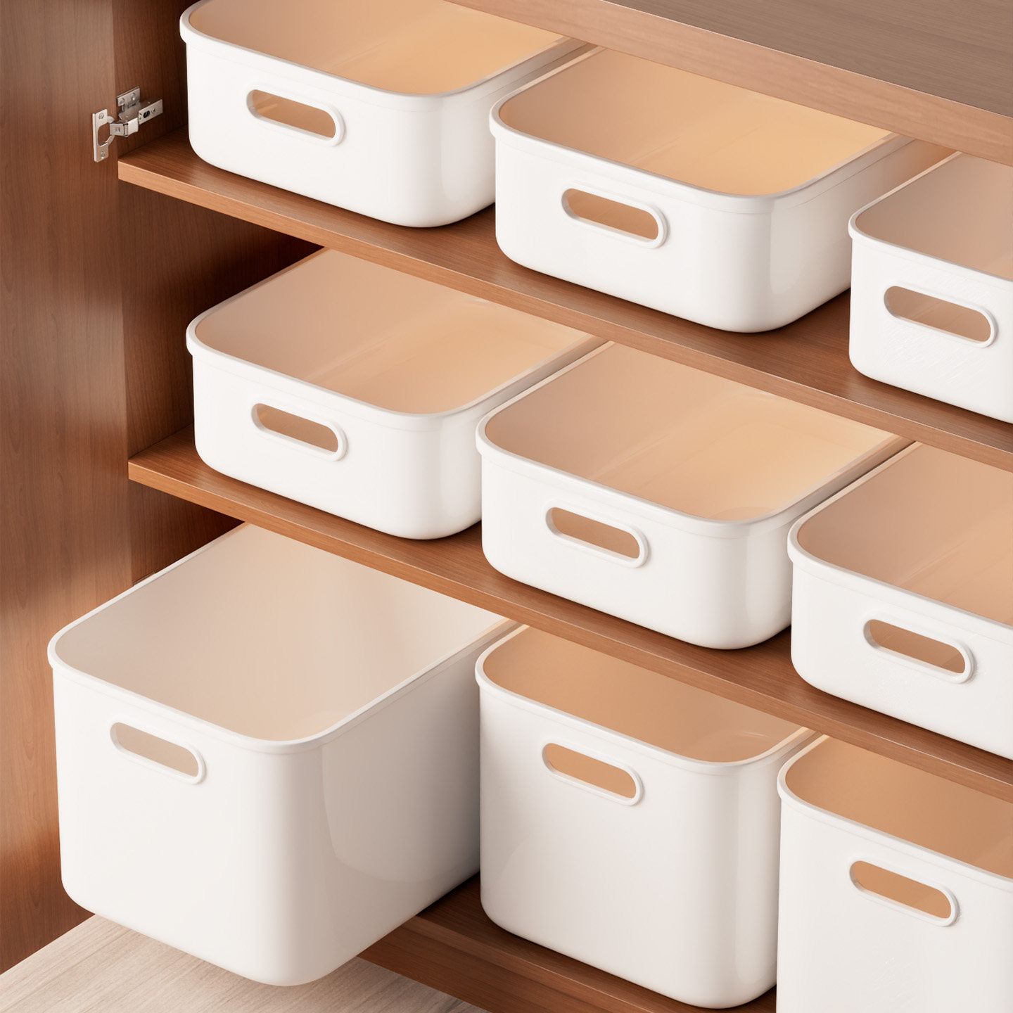 桌面收纳盒长方形家用化妆品零食厨房抽屉储物整理盒杂物置物筐子