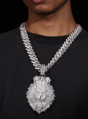 【ICEJAG】欧美立体皇冠狮子吊坠微镶锆石嘻哈项链个性霸气男女