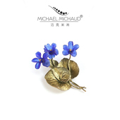 MichaelMichaud紫罗兰花束胸针小众防走光丝巾扣送领导实用礼物