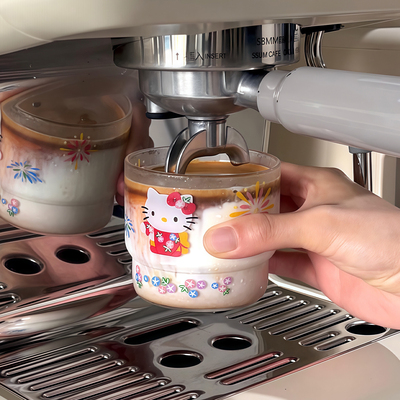 KT猫玻璃杯女高颜值咖啡杯水杯透明高硼硅牛奶果汁杯家用大容量