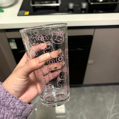 HelloKitty手握玻璃杯咖啡杯高硼硅家用牛奶杯水杯高颜值酒杯可爱