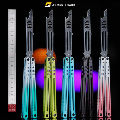 战鲨 钢鲨 蝴蝶花式未开刃练习训练玩具新手花式折叠甩手儿童玩具