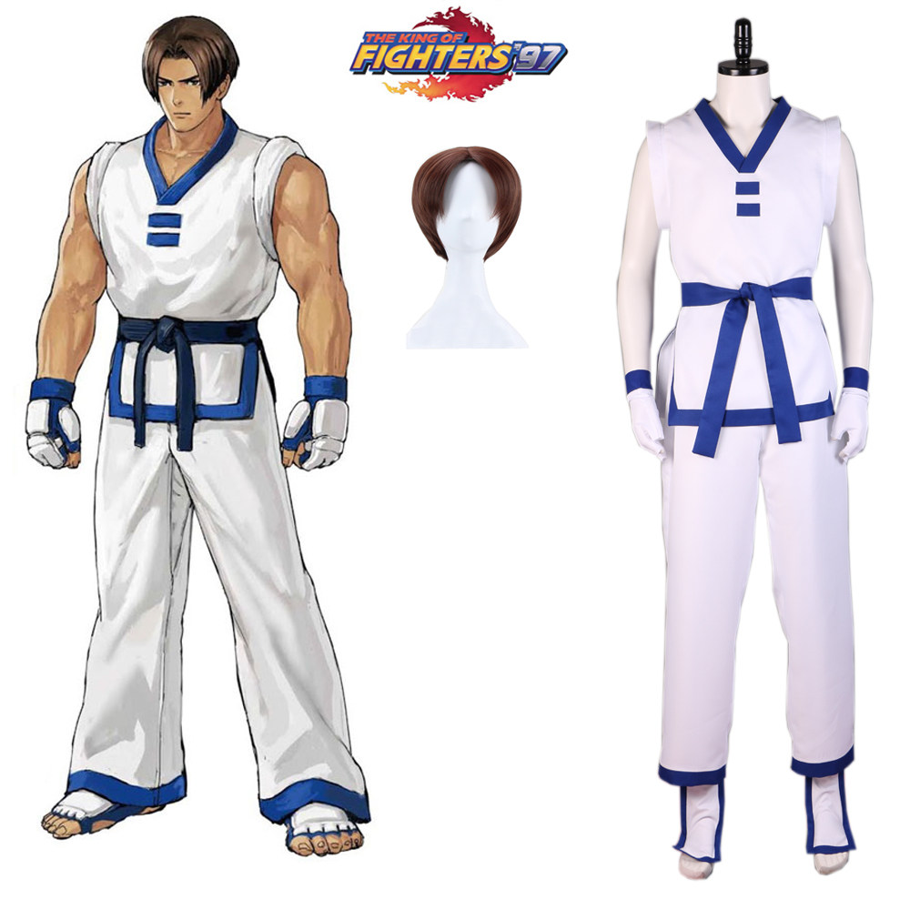 拳皇kof金家潘韩国队跆拳道服游戏cosplay男装定制/假发另购