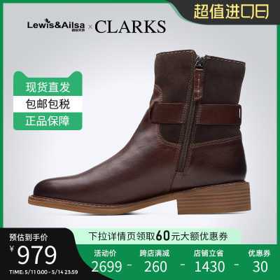 clarks其乐复古风粗跟短靴