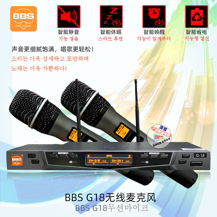 BBS G18无线一拖二U段红外自动对频卡拉OK麦克风KTV家庭式KTV话筒