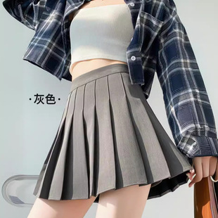 灰色西装 显瘦高腰A字短裙jk学院半身裙 百褶裙女春秋薄款 2025新款