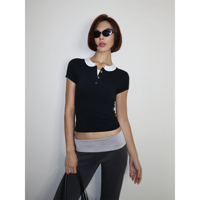 夏季设计感叠穿休闲正肩美式复古