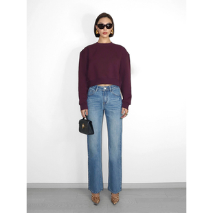 VanessaLab 自留显瘦显腿直美式复古蓝色直筒牛仔裤女休闲裤长裤