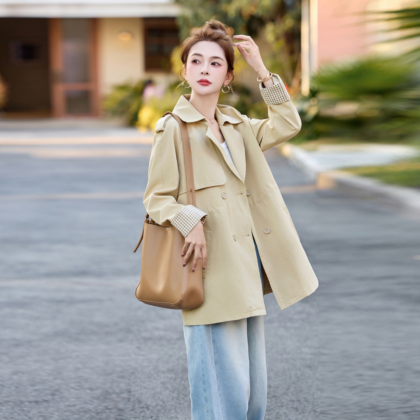 卡其色chic气质短风衣外套女2025春秋新款韩系高端大气上档次大衣