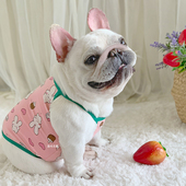 法斗衣服薄款 背心吊带卡通可爱公主风棉短体斗牛犬八哥犬衣服 夏季