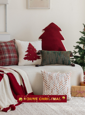 NORWE圣诞抱枕节日红客厅沙发靠垫套装饰品圣诞树抱枕套圣诞礼物