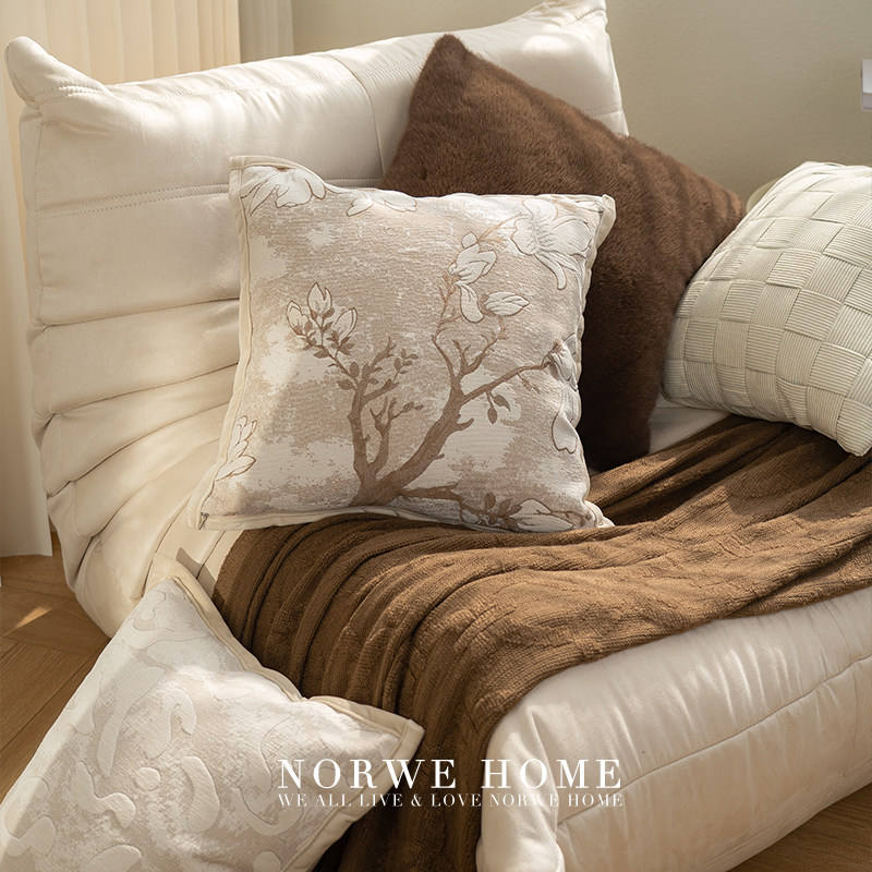 抱枕白玉兰花枕套高级感客厅沙发靠枕美拉德简约样板间软装靠垫新,居家布艺,靠垫/抱枕,淘宝优惠券,粉丝福利购,淘宝优惠卷