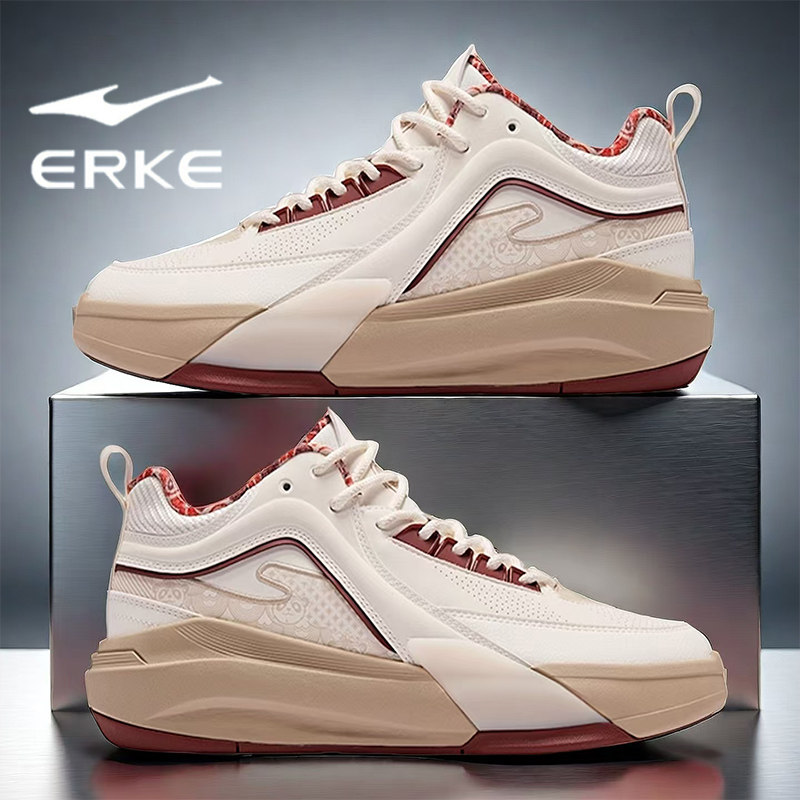 鸿星尔克男鞋冬季新款中帮减震运动鞋男款皮面耐磨轻便时尚休闲鞋