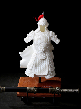 古代风英雄战神将军陶瓷别墅盔甲