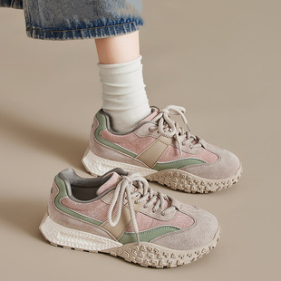 鞋子女款2025新款春秋季轻便软底不累脚阿甘鞋厚底老爹鞋旅游