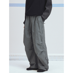 宽松伞兵裤 MOUNTAINFEVER 弯刀廓形 微皱纯棉小格纹面料 AW25