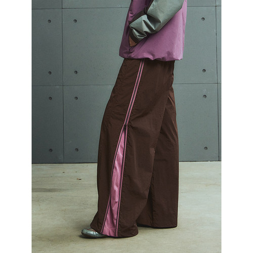 高山热撞色侧拉链开衩长裤