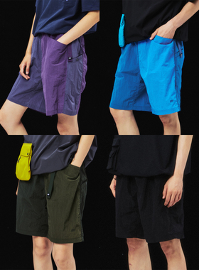 MOUNTAINFEVER SS25金属尼龙格子 收纳变包 拼色六袋速干腰带短裤