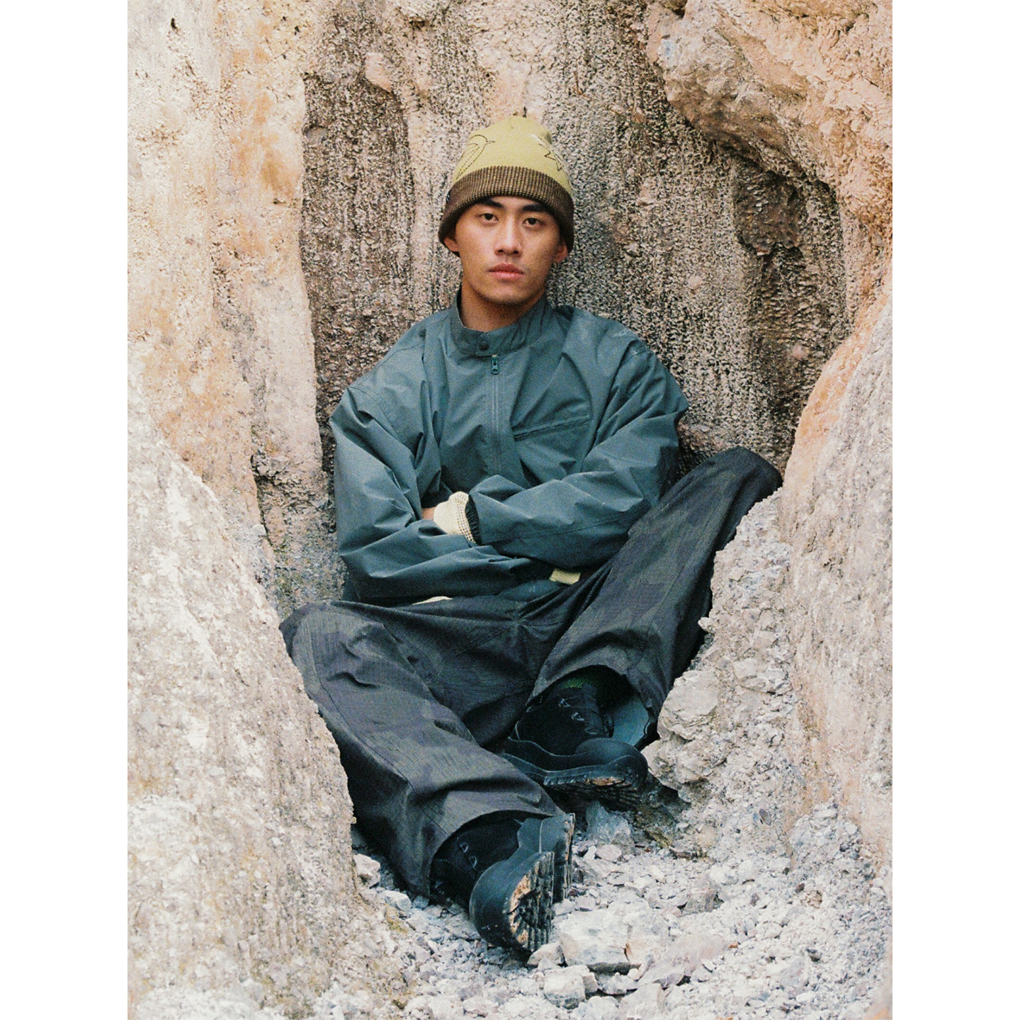 高山热华夫格双面戴羊毛混纺冷帽