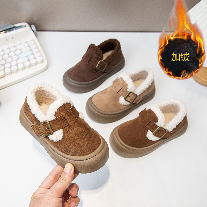2025年冬季新款勃肯鞋女冬加绒雪地靴美拉德乐福鞋一脚蹬保暖棉鞋