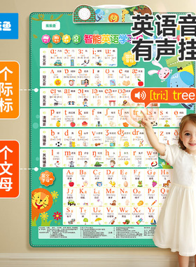 英语音标发音有声挂图48个国际26字母表儿童启蒙单词拼读学习墙贴