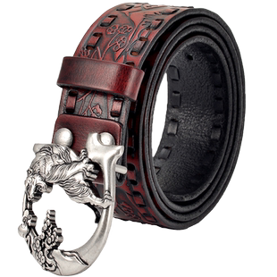 皮带真皮纯牛皮雕花复古民族风植鞣压花纹男女通用牛仔裤个性腰带