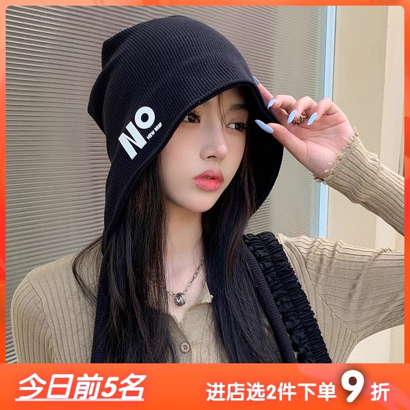 LULU冬季新款女针织帽网红包头帽