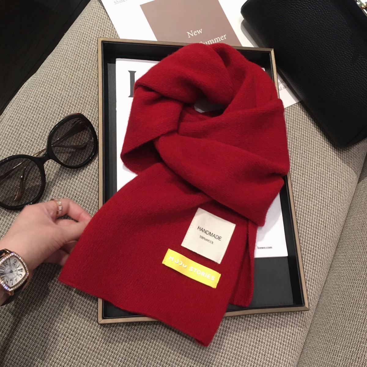 CoorKeva中国红围巾针织围脖冬