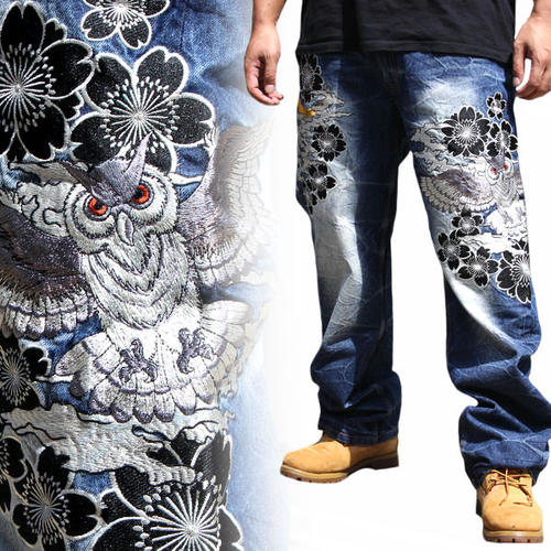 牛仔裤男花纹刺绣价格 牛仔裤男花纹刺绣图片 星期三