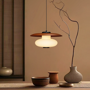 高级过道玄关吊线灯中古风 现在简约卧室床头灯宋氏美学小吊灯中式