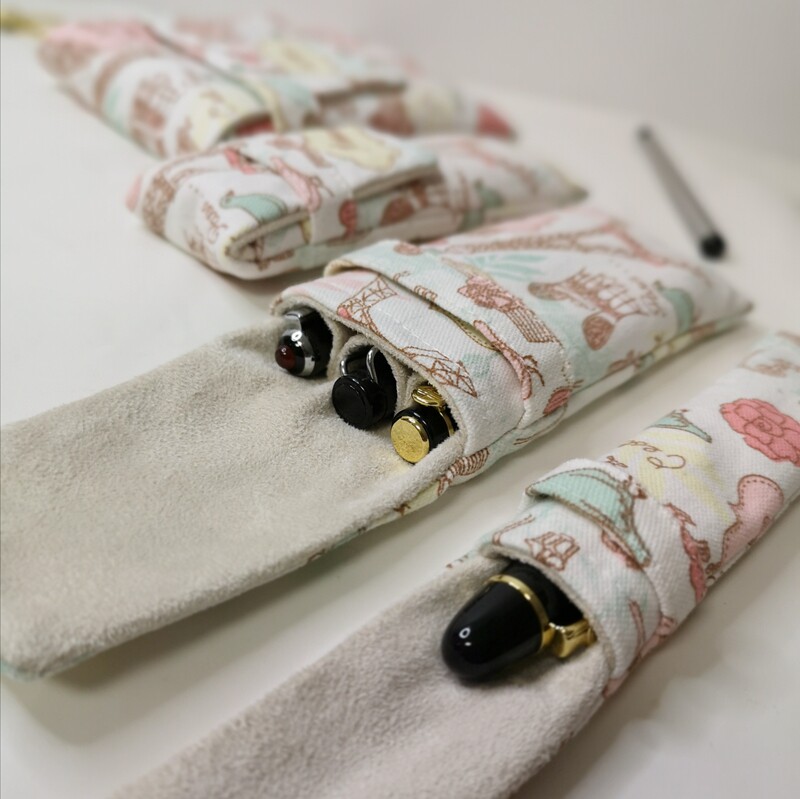 布邑单支装钢笔袋多支装笔包小清新钢笔套翻盖款便携式收纳袋绒布