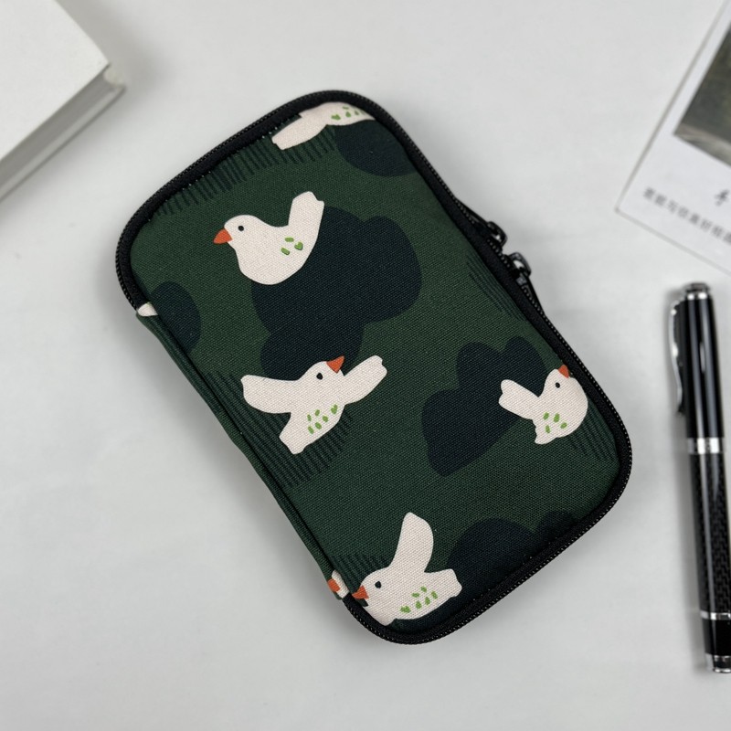 布邑绿色小鸟手作笔袋三支装笔套四支布艺钢笔收纳袋拉链便携笔包,文具电教/文化用品/商务用品,笔袋,淘宝优惠券,粉丝福利购,淘宝优惠卷