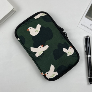 布邑绿色小鸟手作笔袋三支装笔套四支布艺钢笔收纳袋拉链便携笔包