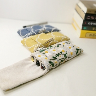 布邑新款刺绣笔袋三支装钢笔袋五支装笔包便携式布艺收纳袋文具袋