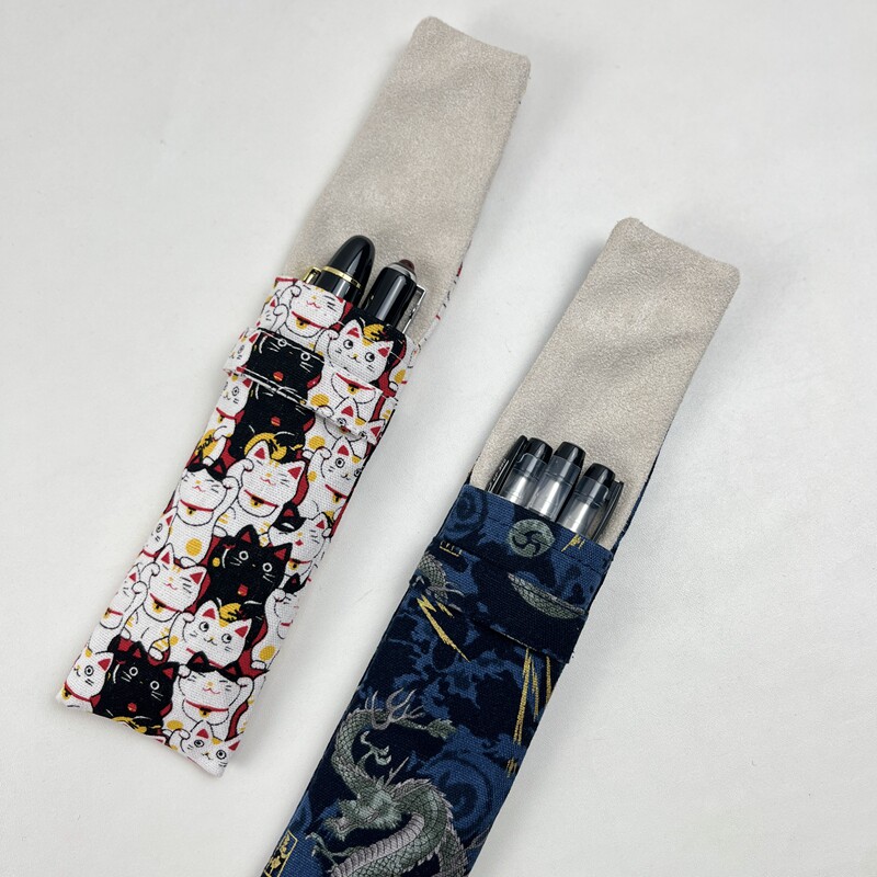 布邑蓝色笔套钢笔袋保护袋签字笔收纳袋绒布里小清新文具便携笔包