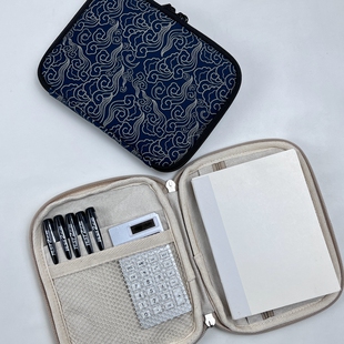 布邑国潮手作笔袋布艺烧饼包A6收纳拉链多功能大容量文具便携