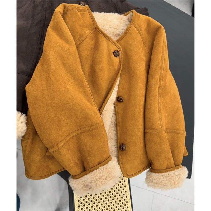 2024秋冬极简风韩系羊羔毛皮毛一体皮草外套销售短外套2023年春季