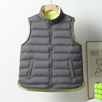 轻薄羽绒服马甲女短款无缝压胶立领大码百搭撞色背心保暖坎肩50%