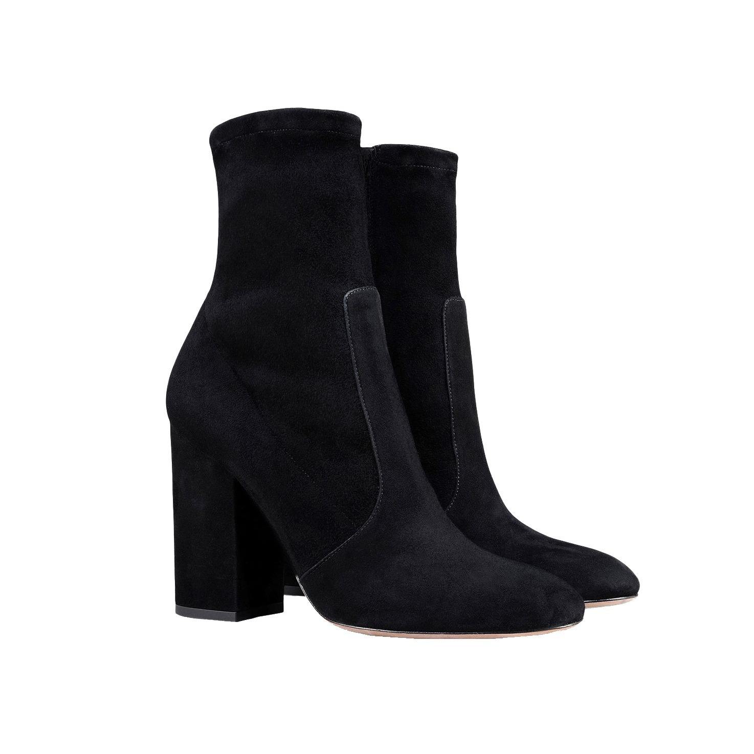 欧美女士粗跟黑色裸色踝靴出口短靴成都外贸厂家大码女鞋时装靴