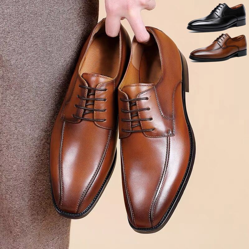 奥孚鞋业 3766 擦色方头系带皮鞋男 shoes men  德比大码男士