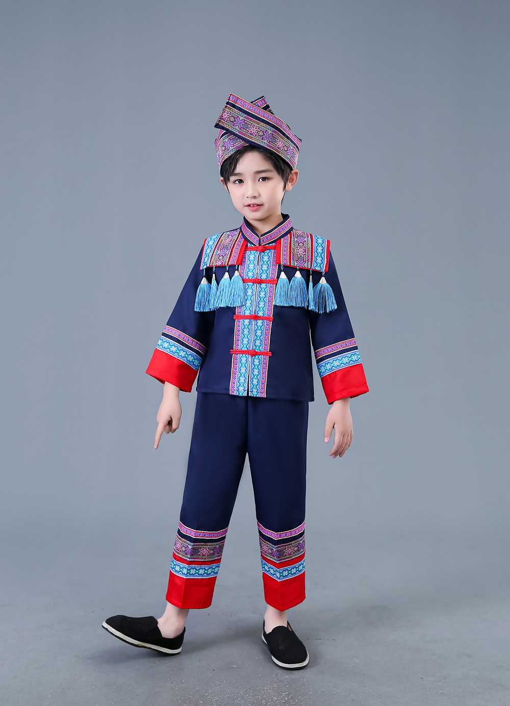 正品2022新款儿童哈尼族服装男女童舞蹈演出服少数民族幼儿舞台表