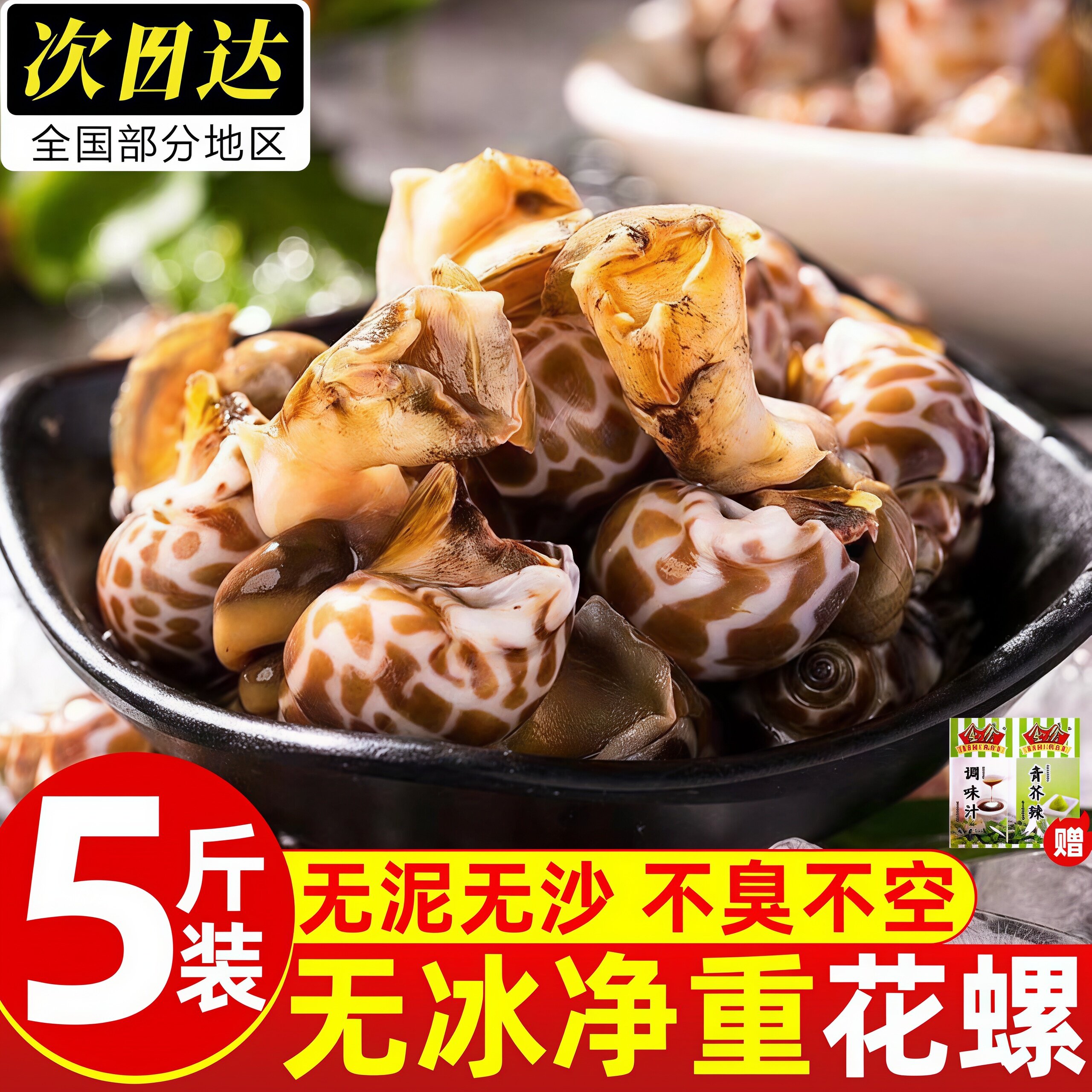 广西北海野生鲜活冷冻花螺