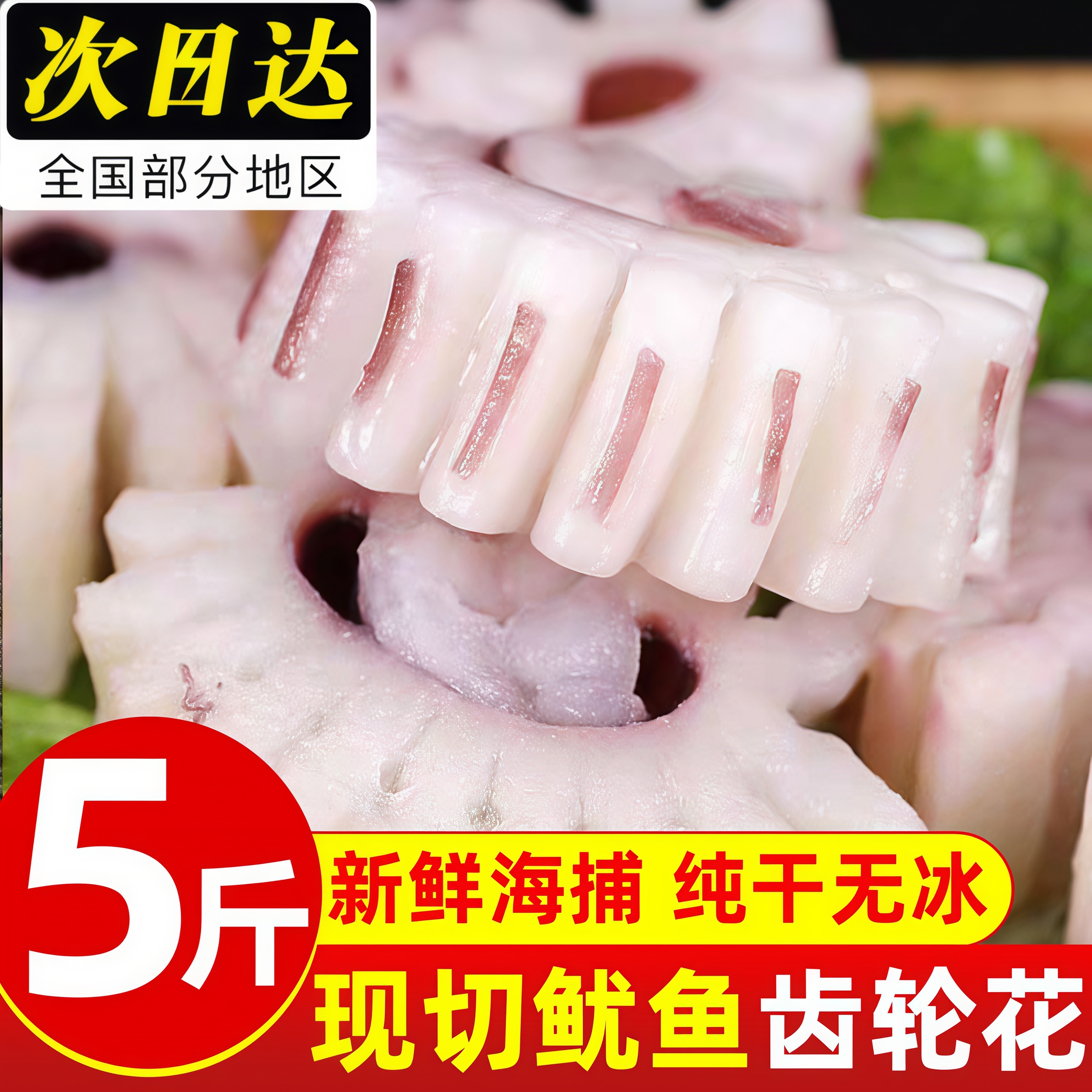 鲜冻鱿鱼花齿轮花脆脆卷新鲜冷冻