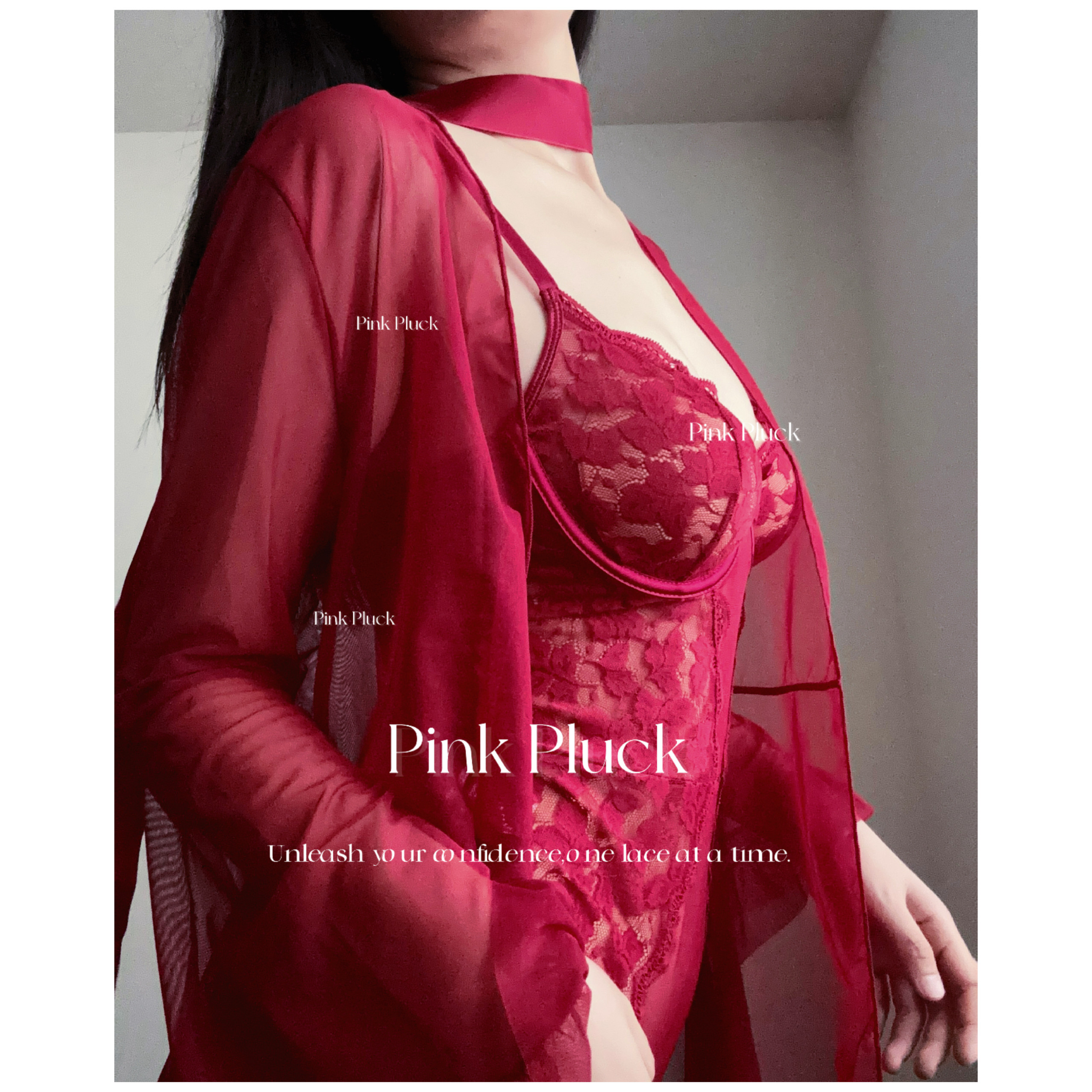 Pink Pluck摇晃的红酒杯*优质蕾丝性感内衣女连体红色新婚礼物